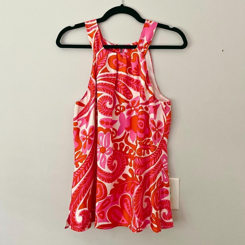 Skirtin' Around - Pink & Orange Paisley Silk Tank Top - NWOT Size 10​